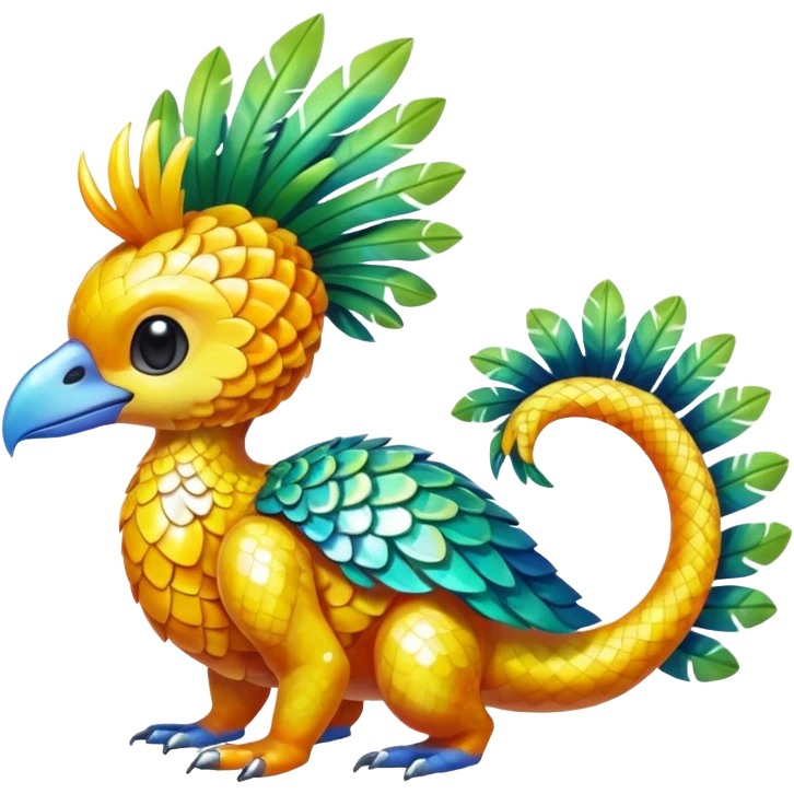 Cute shiny colorful tropical animal hybrid Fakemon full body emoji