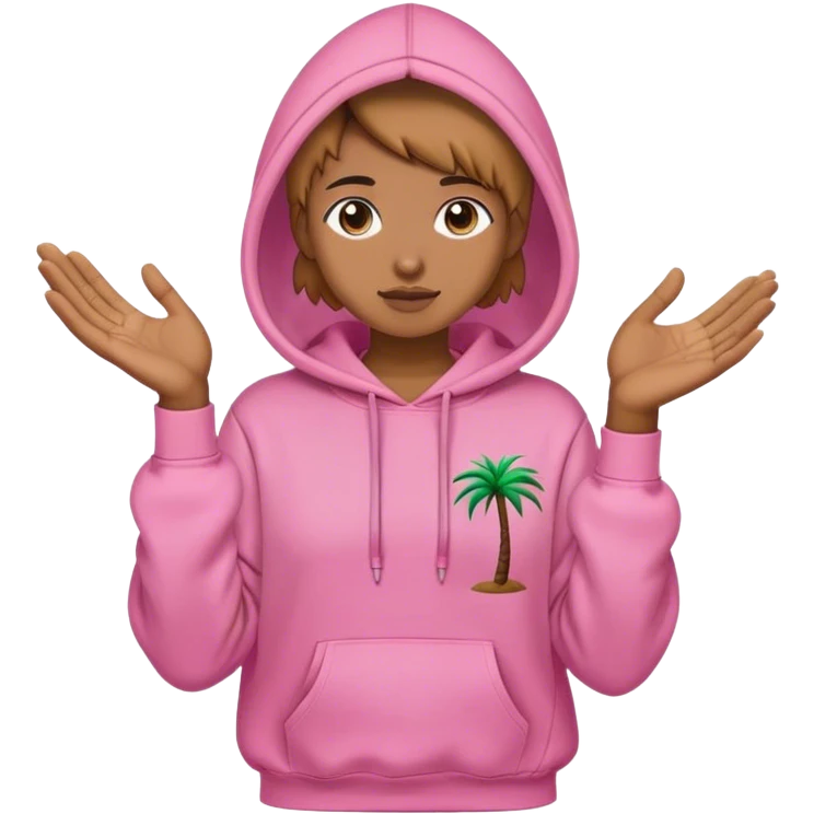 Pink palm ￼ puff hoodie ￼￼ emoji