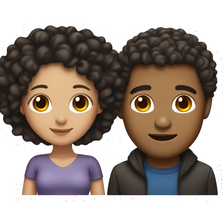 couple with black lightskin girl with curly hair and asian man emoji