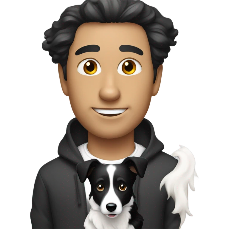 a man with a Black and White Border Collie
 emoji