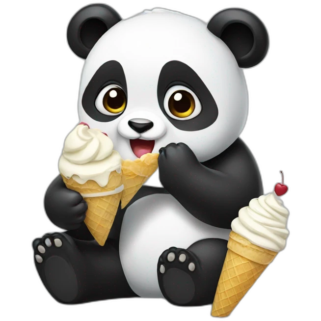 Panda eating ice cream emoji