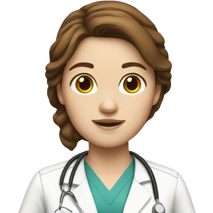 nurse with brown hair, white skin emoji