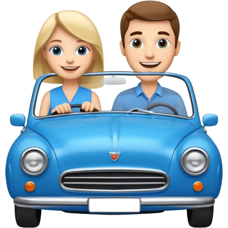 Man and woman in blue car emoji