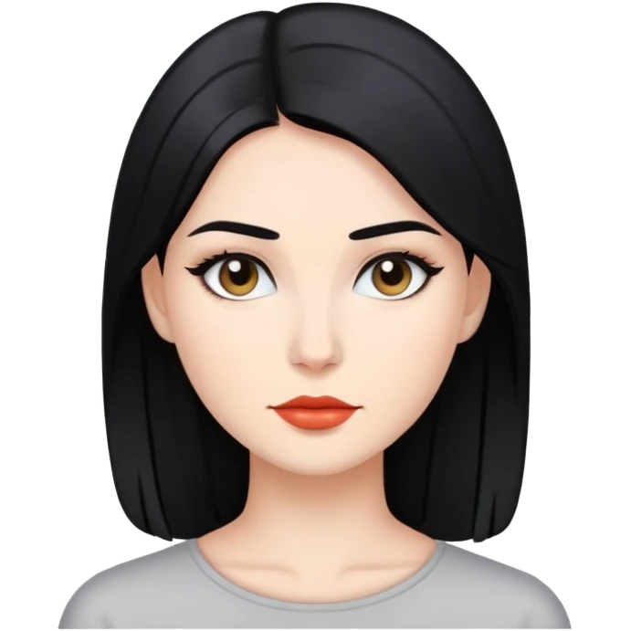 woman with sleek black hair and minimal makeup emoji