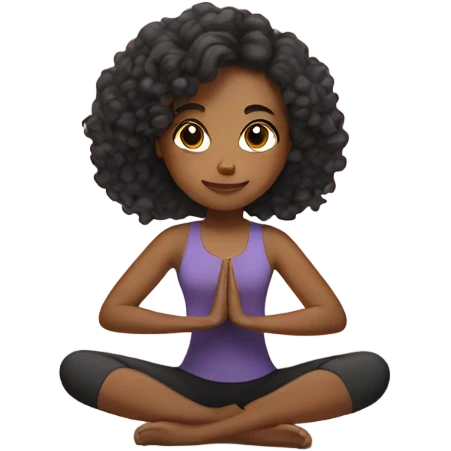 a mixed girl with wavy hair doing yoga  emoji