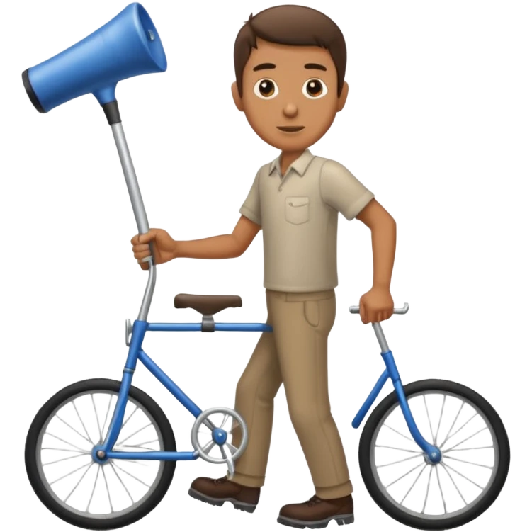 Man using a walker with old bike horn emoji