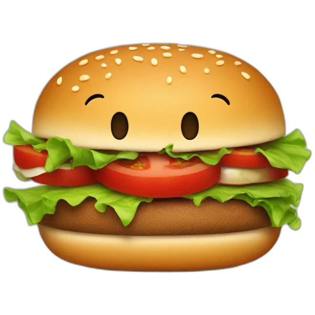 Un burgers qui mange une tomate emoji
