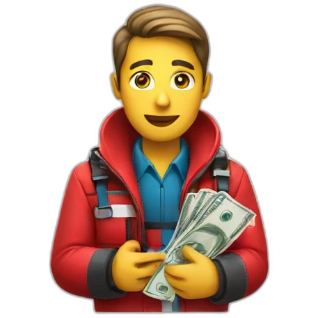 paramedics with red jacket holds money  emoji
