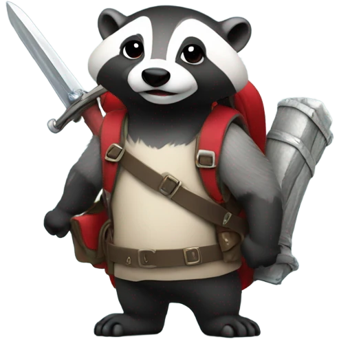 Badger with a sword and backpack emoji