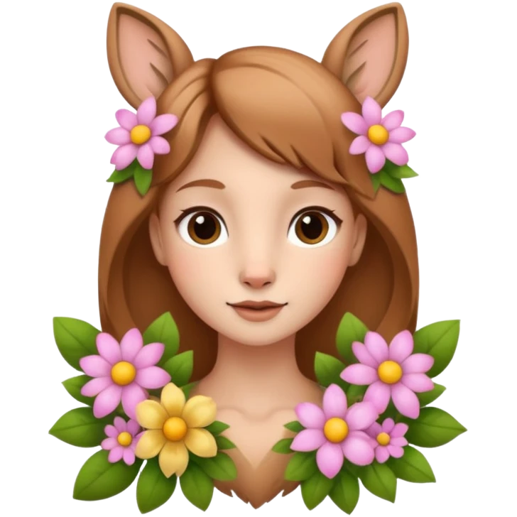 Adult Cute human like fawn with flowers emoji