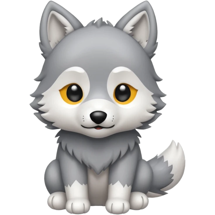 Chibi style Plush wolf emoji