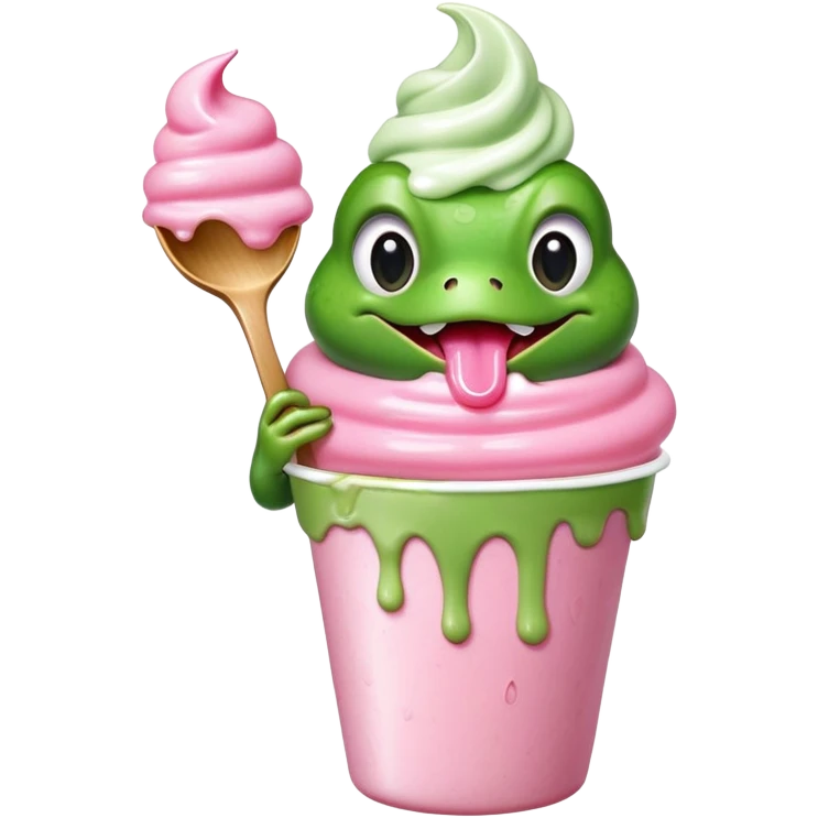 Frog eating frozen yogurt  emoji