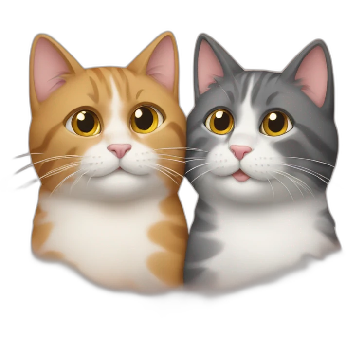Two cats sharing love emoji