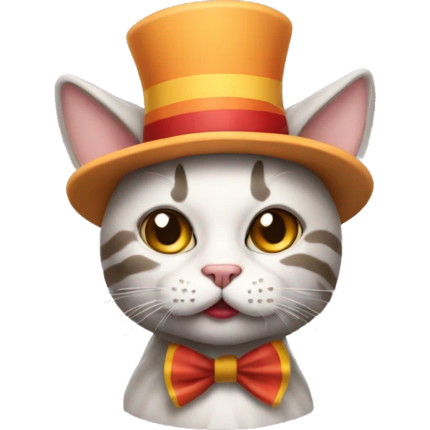 neutral cat in a clown costume emoji