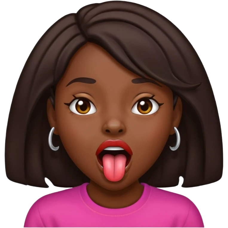 Dark skin Girl with mouth open and tongue out shaking her head emoji