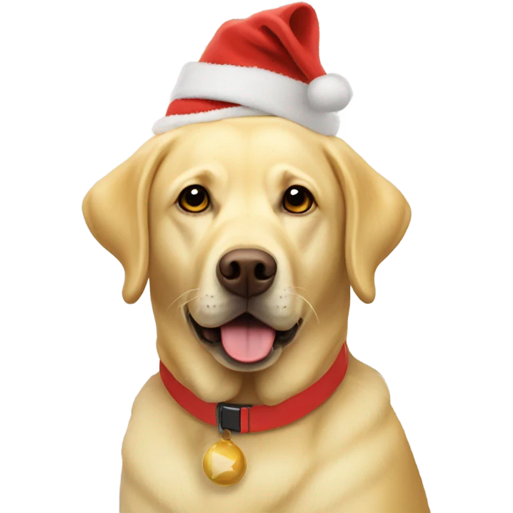 yellow labrador with santa hat emoji