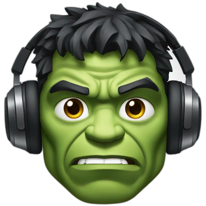 Hulk with headphone emoji