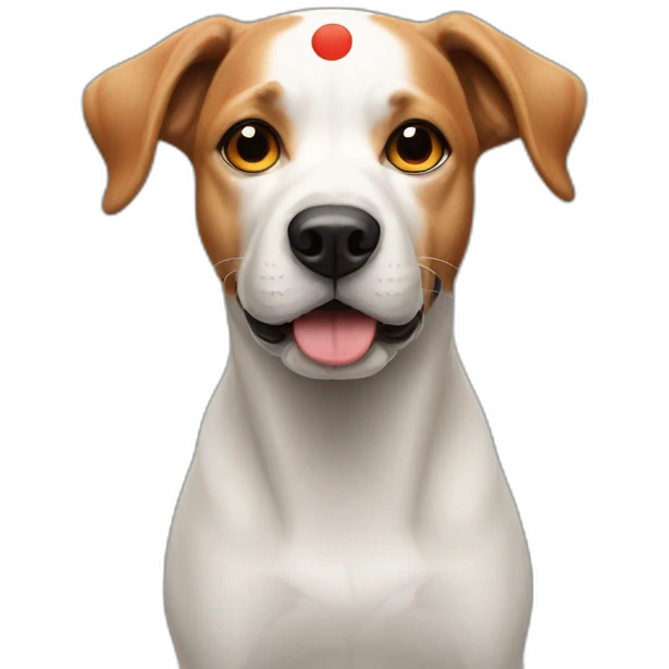 dog with red dot on forehead emoji