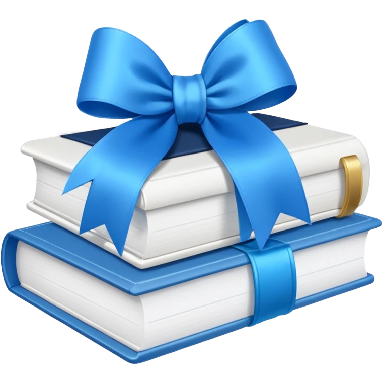 aesthetics blue Bow + white books emoji