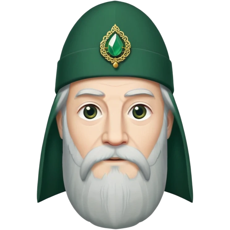 albus dumbledore with very long beard with dark green turkish fez cap and decorative motifs without gem emoji