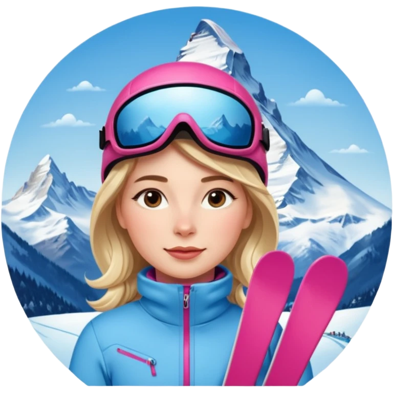 Woman Skiing Background Matterhorn emoji