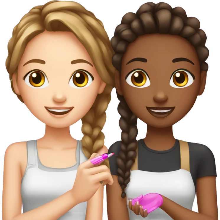 White teen girl and black teen girl are getting their nails done emoji
