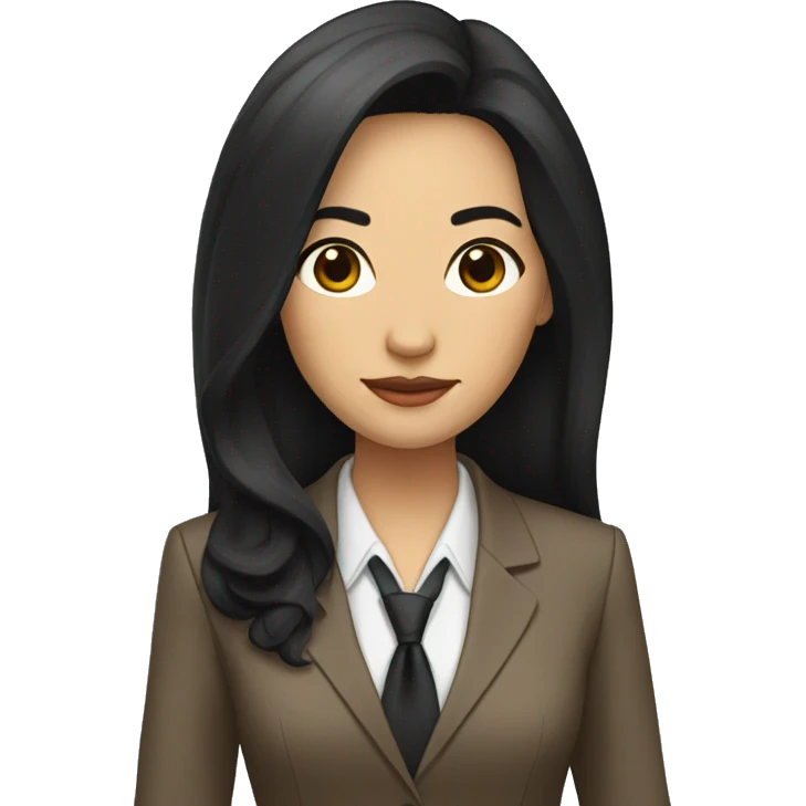 Female defense attorney with long black hair with brown suit emoji