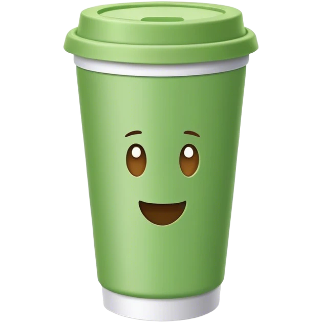 green paper cup with  plastic lid on it emoji