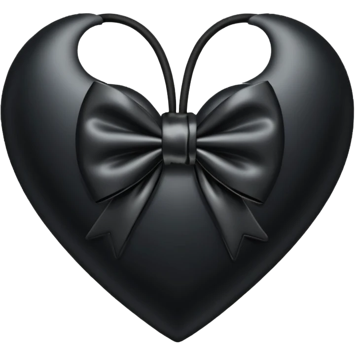 Black heart with black bow emoji