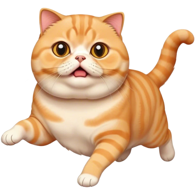 fat orange scottish fold cat scared running emoji