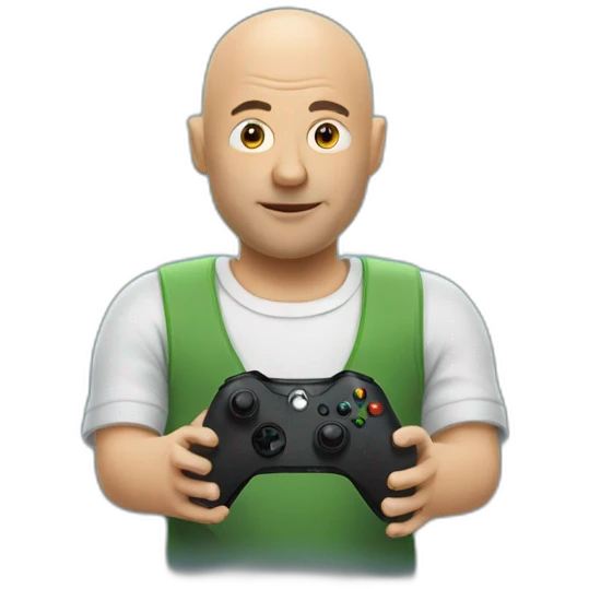 Bald man playing xbox emoji