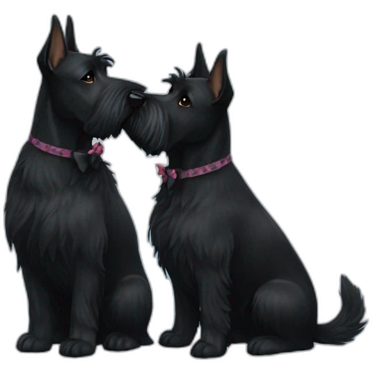 Two black Scottish terrier kissing emoji