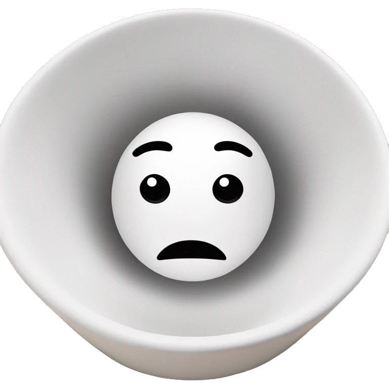 a head inside of a white bowl and a looks has a glossy white box on top emoji