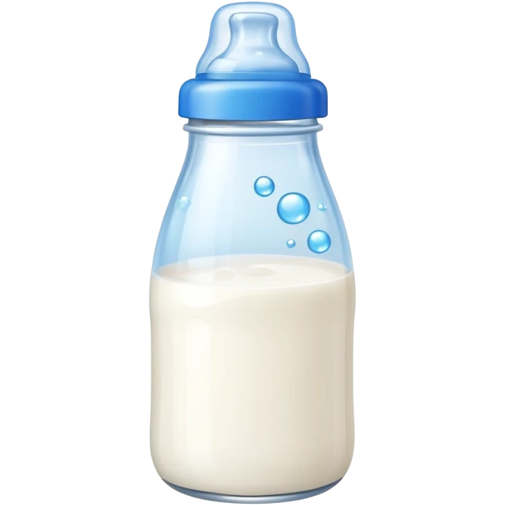 baby Milk bottle with blue cap and bubbles emoji