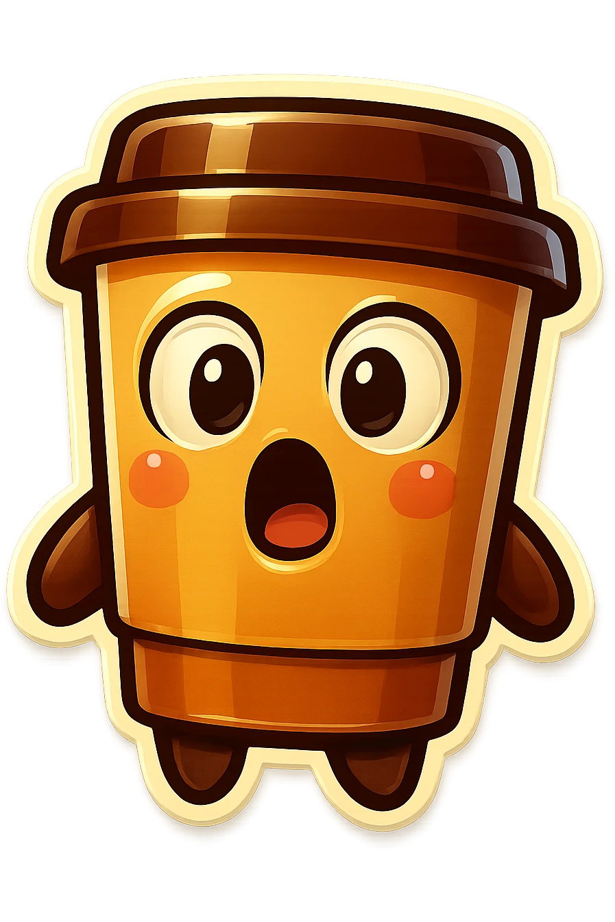 Tall coffee cup, surprised, shocked and confused emoji