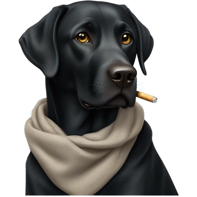 Black lab dog smoking  emoji
