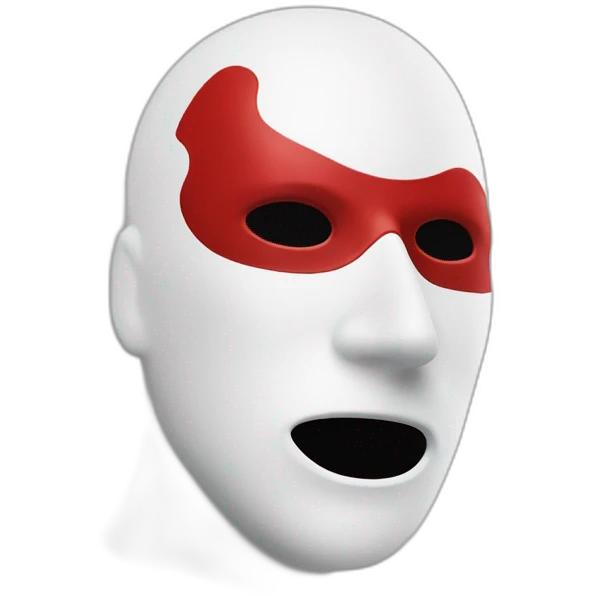 man in a white mask with red paint running from eyes emoji