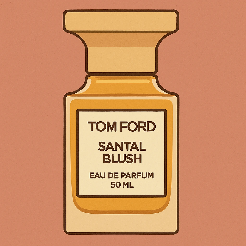 Flat toon style illustration of Tom Ford santal blush perfume  emoji