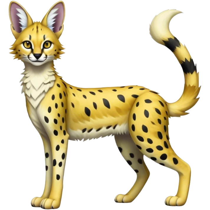 Epic Colorful Dark Sergal-Serval-Vernid full body emoji