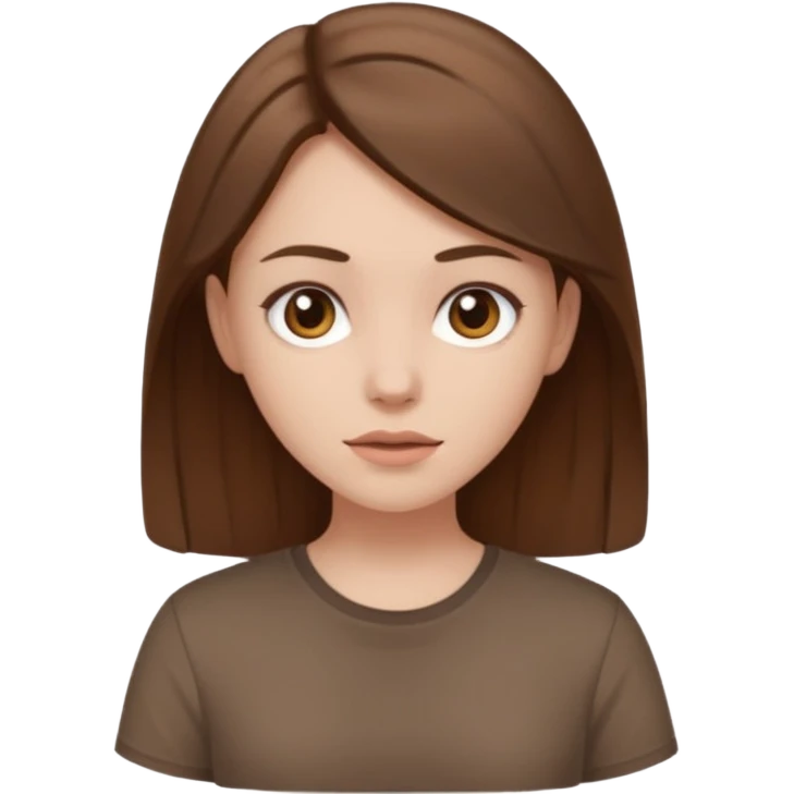 Pale girl brown hair and wearing brown shirt  emoji