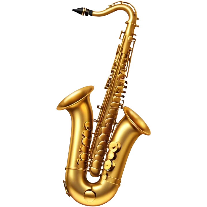 Cinematic Realistic Saxophone, smooth, curving golden brass body, intricate keywork reflecting soft warm light, rich patina adding character, glowing with a jazzy and atmospheric presence. emoji