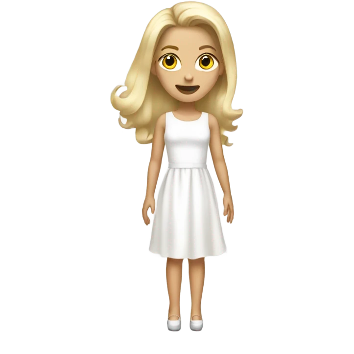 Blonde girl with white dress and heels  emoji