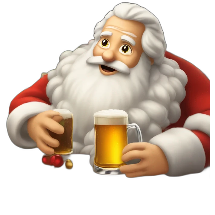 Père Noël qui offre un verre de bière à un enfant comme cadeau emoji