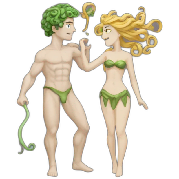 Perseus (men) and Medusa (Woman)in love emoji