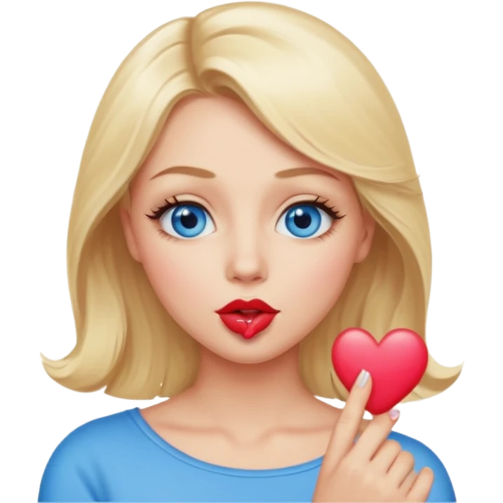 Une femme blonde yeux bleus qui envoi un bisous emoji