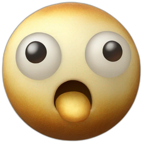 3d sphere with a cartoon humdrum potatoes Mooshroom skin texture with confident eyes emoji