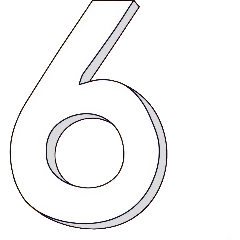 Number 6 on a yellow volumetric background emoji