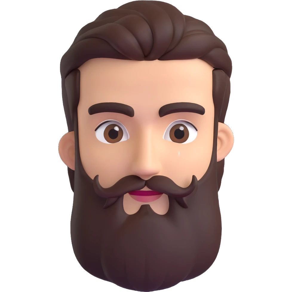 3d male character with bushy beard and thick connected eyebrows emoji