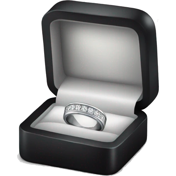 a silver wedding band inside a black ring box emoji