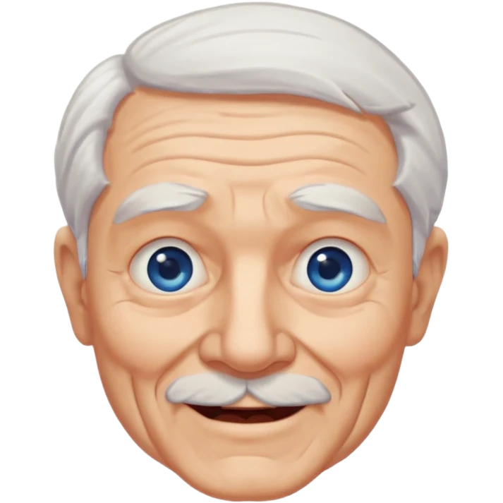 Abuelo hombre, muchas arrugas, aspecto feliz, el pelo blanco emoji